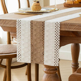 FEXIA boho table runner with out tassels on rustic dining table, ideal centerpiece