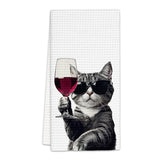 FIicy Cat Kitchen Towel with playful pattern adds decorative charm to kitchens