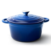 Fijinhom 6-quart Dutch oven with lid in blue enamel for even cooking