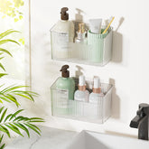 Fikinit 2-pack adhesive cabinet door caddies mounted on a cabinet door for clutter-free storage