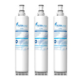 Filterlogic refrigerator filter pack of 3 reduces chlorine for crisper water.
