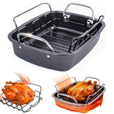 Fimary 24lb carbon steel roasting pan with rack for large turkeys