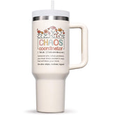 Fimibuke chaos coordinator tumbler with handle for portable hydration at work.