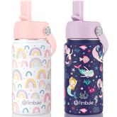 Fimibuke rainbow bottle front view highlights colorful kids hydration companion