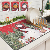 Findosom Christmas dish drying mat in 12x20 inches with fast liquid absorption
