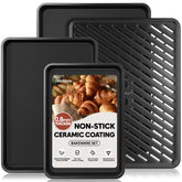 Fire More cookie sheets set with nonstick coating for easy release and cleanup