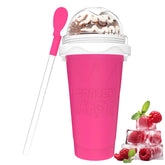 Firjuty Slushie Maker Cup shows quick-freeze action for fast icy drinks