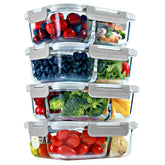 FIT Strong and Healthy 2-compartment glass container for balanced, portioned meals at work.