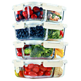 FIT Strong & Healthy 2-compartment glass container for portioned meals.