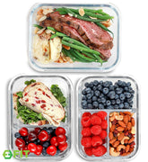 Fit Strong & Healthy glass 1-compartment meal prep container for organized lunches.