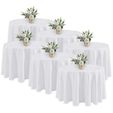 Fitable 6-pack white round tablecloths, 120-inch diameter for elegant round-table setups.