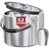 FiveHome 3.2L double-wall ice bucket with lid keeps ice cold longer.