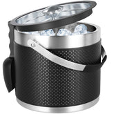 FiveHome 3Quart ice bucket with leather texture for stylish party service.