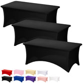 Fixwal 3-pack black tablecloth on a 6 ft table for a clean, professional setting.