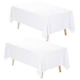 Fixwal white tablecloth 60x102 inches folded for storage and quick setup