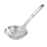 FJNATINH skimmer ladle front view shows durable 304 stainless steel for quick draining.