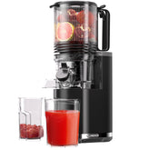 Floisdace cold press juicer with 6.5-inch feed chute for quick whole-fruit juicing.