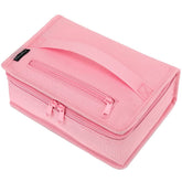 FlowFly pink insulated lunch bag top view showing compact portability