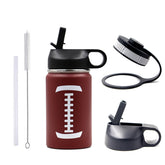FMYWZS football water bottle front view showcases durable stainless steel for on-the-go hydration.