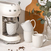 FOBENTA beaded embossment mug with textured grip for hot coffee mornings