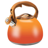 Foedo Tea Kettle with orange-red gradient for fast stovetop heating, stylish presence.