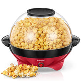 FOHERE popcorn machine 6qt with stirring rod and clear lid for quick, even popping