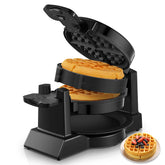 FOHERE waffle maker 180 flip top view enables quick, even waffles