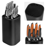 Fohil square knife block showing capacity for up to 20 knives on the counter