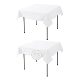 Fokitut 52x52 white square tablecloth draped over a table, clean and elegant.
