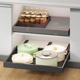 Fokyfok pull-out cabinet organizer with three rails enhances accessible storage in deep cabinets.