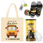 FoldTier bus driver canvas tote bag featuring a school bus design for everyday use.