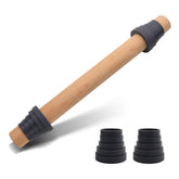 Folksy Super Kitchen adjustable wood rolling pin with rings for precise dough thickness.