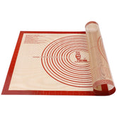 Folksy Super Kitchen pastry mat on counter for rolling dough and baking prep