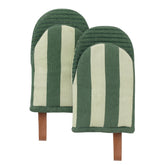 Folkulture green mini oven mitts front view showing compact design and grip