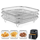 Fondpen square air fryer rack for even crisping and extra space