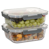 FOOD BOUTIQUE 10-cup glass container with lid, front view for leftovers.