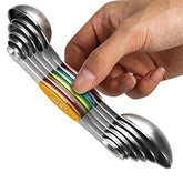 Forkmannie magnetic measuring spoons set of six for precise dry and liquid measurements.