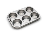 Fox Run 4867 muffin pan front view in durable stainless steel for dependable baking.