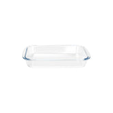 FOYO Basics tempered glass baking dish front view shows sturdy construction for daily cooking