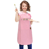 FreeNFond kids pink apron with four pockets for easy organization during baking