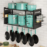Freexployer pot rack wall-mounted front view showing organized cookware