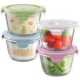 Freshmage 16oz glass meal prep container front view for leftovers storage
