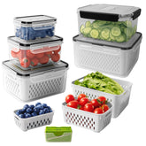 Freshmage 5pc fridge storage set with colander preserves freshness and makes prep easy.
