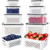 Freshmage fruit storage with removable colander enables easy washing and drainage.