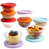 Freshmage small glass bowls with lids for meal prep and portion control.