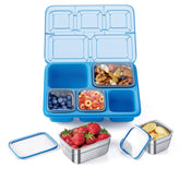 Freshmage Snackle Box with 5 compartments keeps snacks organized for school lunches.