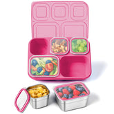 Freshmage Snackle Box with five compartments keeps snacks organized for school lunches.