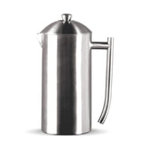 Frieling French Press front view in brushed stainless steel, 36 oz capacity.
