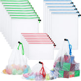 Frienda blue large mesh bag for produce keeps groceries visible for fast packing