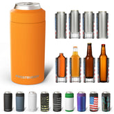 Frost Buddy Universal Can Cooler shows 12oz and slim-can compatibility for versatile drinking.